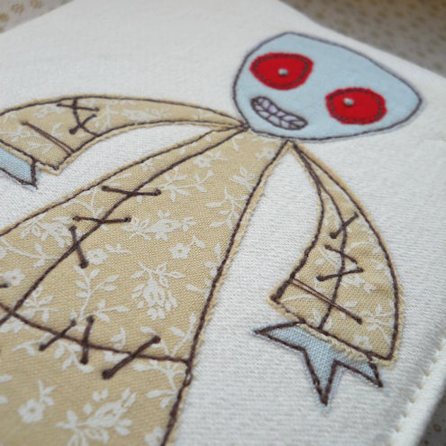 embroidered zombie notebook - A6 size