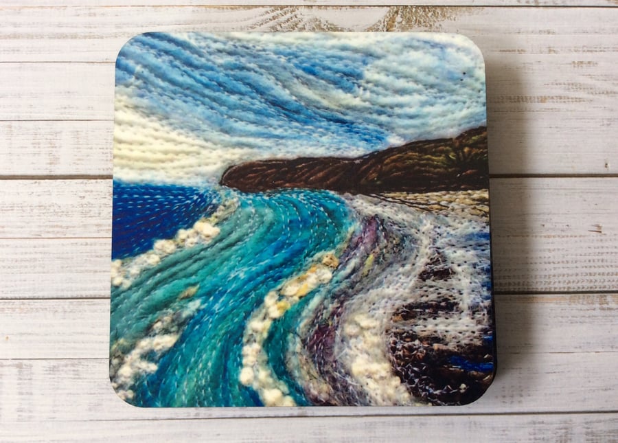 Seascape coaster or drinks mat. 