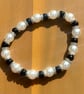 Handmade Black Pearl Beaded Bracelet with Silver-Tone Accents