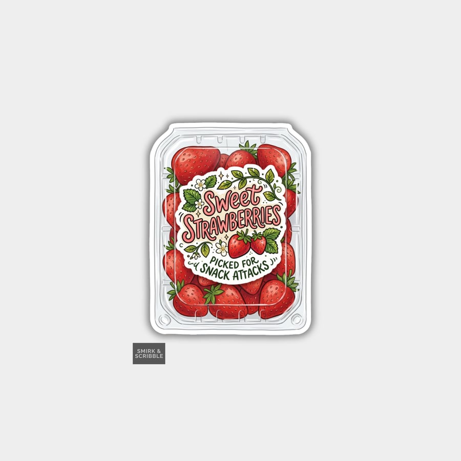 Grocery Food Vinyl Sticker For Adults - Sweet Strawberries