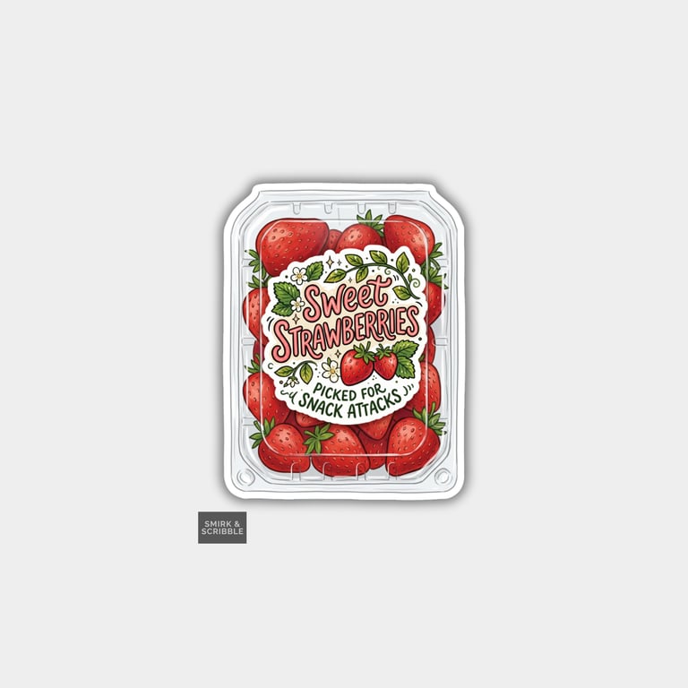 Grocery Food Vinyl Sticker For Adults - Sweet Strawberries