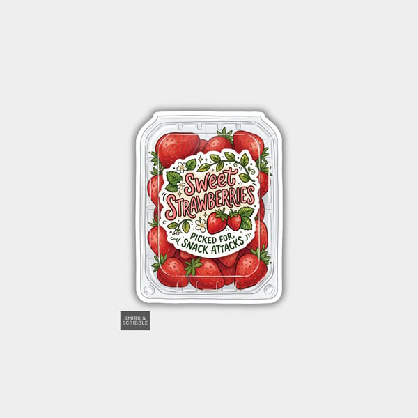 Grocery Food Vinyl Sticker For Adults - Sweet Strawberries