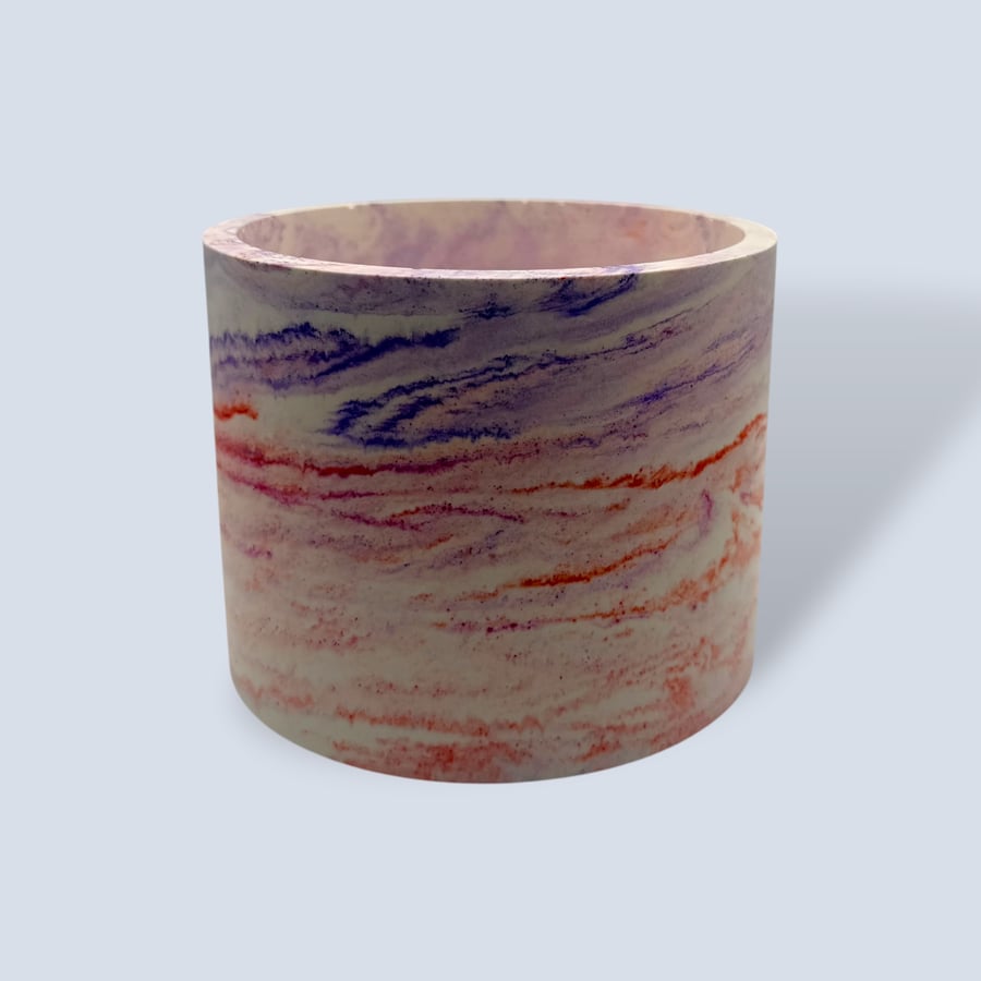 Lilac and Raspberry Swirl Plant Pot  - Large Marbled Pot Holder