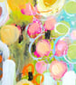 Neighbours Hollyhocks - Original Abstract Floral Painting in Peach and Lemons - Image 6