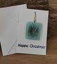 Unique Handcrafted Christmas Card with Artisan Fused Glass Victorian Carol singe
