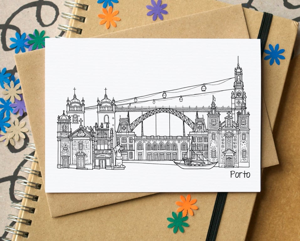Porto Skyline Greetings Card