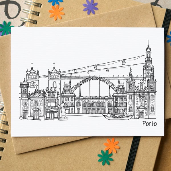 Porto Skyline Greetings Card