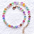 Iridescent Moonstone Chunky Glass Bead Necklace