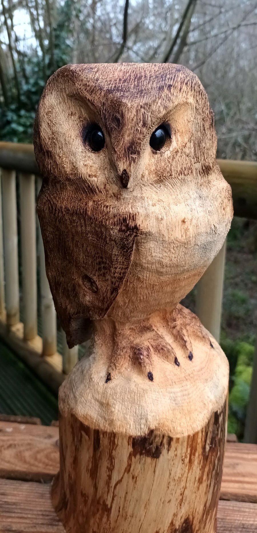 Scots Pine Owl Carving