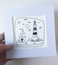 Breezy Day Lighthouse, line illustration, Giclee print - Image 2