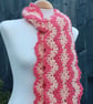 Crochet Stripey Scarf in Peach and Watermelon - Image 4