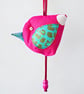 Pink Hanging Fabric Bird Ornament - Colourful Textile Bird Decoration