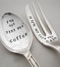 Coffeespoon and cakefork set, slight second, handstamped vintage - Image 1