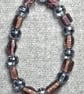 Silver-Grey Chunky Glass and Mixed Translucent Plum Bead Elastic Bracelet - Image 4