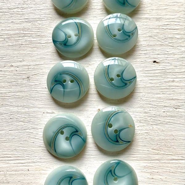 Set of 10 pale blue, green buttons 