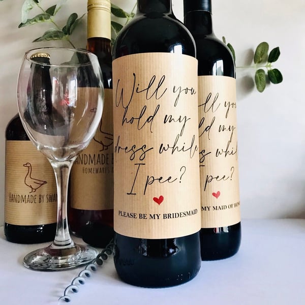 Will you be my Bridesmaid, Maid of honour wine bottle label, bridesmaid wine bot