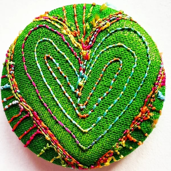 Buttons 1 inch button Hand Dyed Silks and Cottons Free Machine Embroidery Button