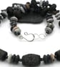 black lampwork glass beaded necklace with jasper - Image 5