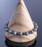 Bracelet grey Druzy and Hematite stretchy handmade  - Image 4