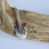 Eco Silver tiny tag pendant with labradorite and garnet