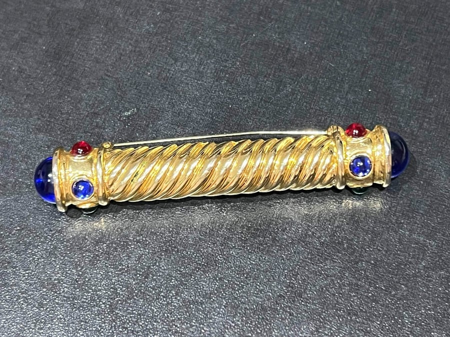 Vintage Gold Tone Twisted Rope Brooch - 80s-90s Costume Jewelry