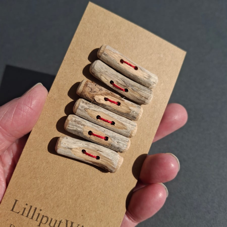 Six driftwood toggle buttons