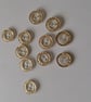 10 Clear With Gold Glitter Rimmed Buttons, 12mm Buttons