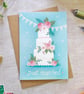 Peony Wedding Cake Just Married Card
