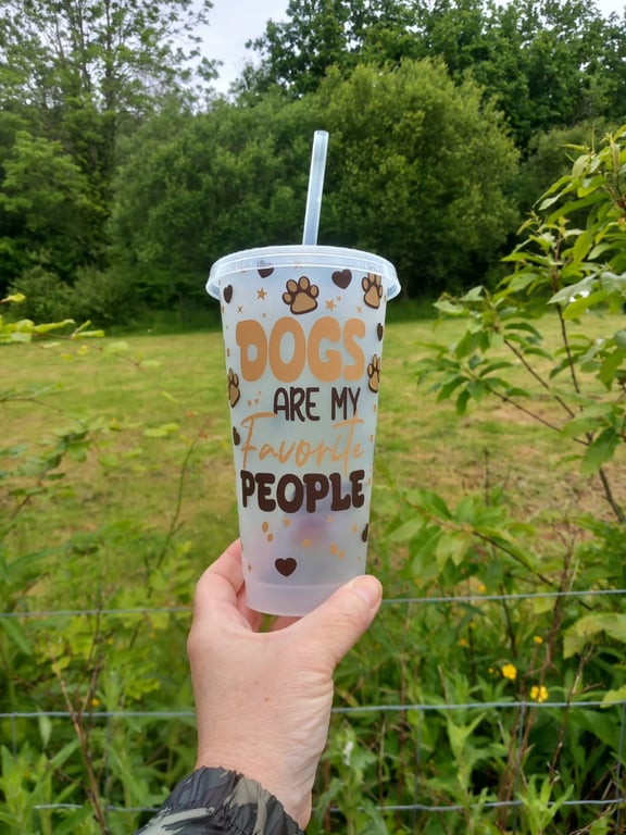 Dogs Are My Favourite People 24oz Cold Cup Tumbler Gift Pet Print