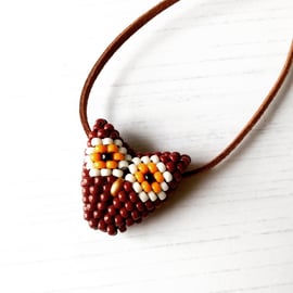 Hand Beaded Brown Owl Necklace