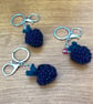 Blackberry and Ladybird crocheted key ring and clasp