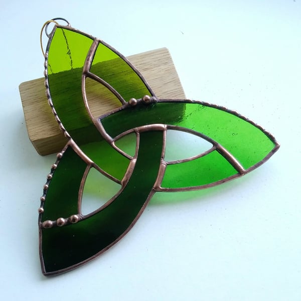 Stained Glass Triquetra - Green