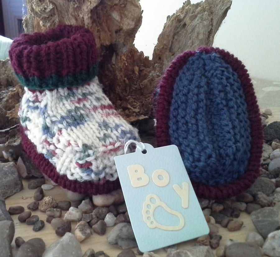 Baby Aran Winter Booties with wool 0-6 Months