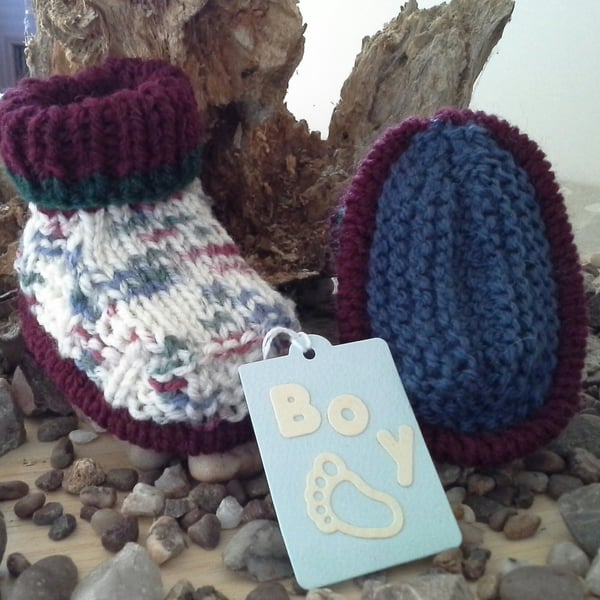 Baby Aran Winter Booties with wool 0-6 Months