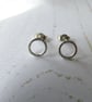Silver stud earrings - textured silver circle hoop studs - recycled silver - Image 6