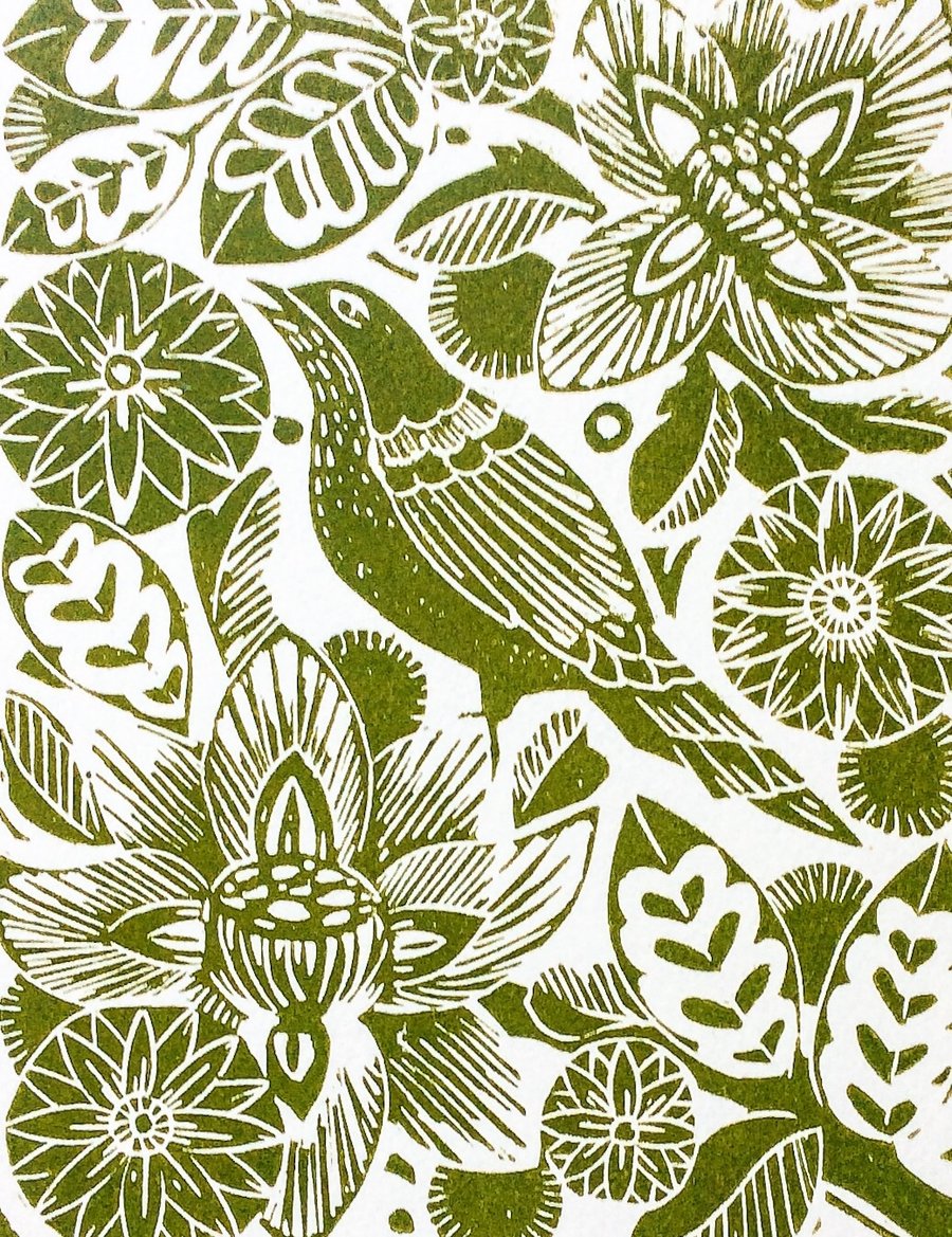 Spring linocut print