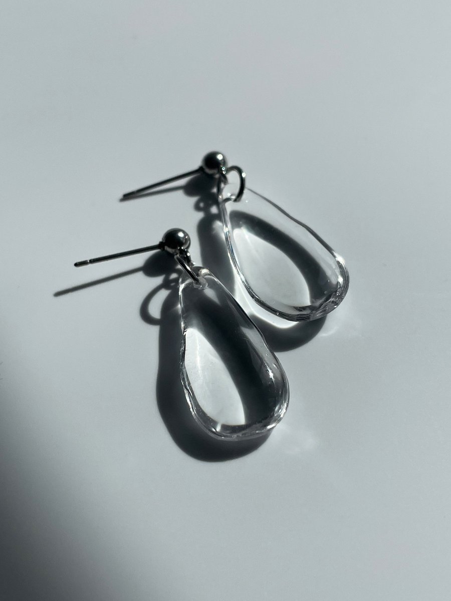 Resin teardrop stud earrings, minimalist jewellery, water inspired earrings