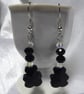  Crystal Glass Teddy Bear Earrings Black - Image 1