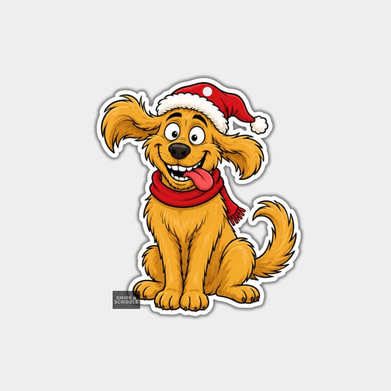 Unique Funny Christmas Gift Tags For Adults, 6pk - Happy Silly Dog Sitting 