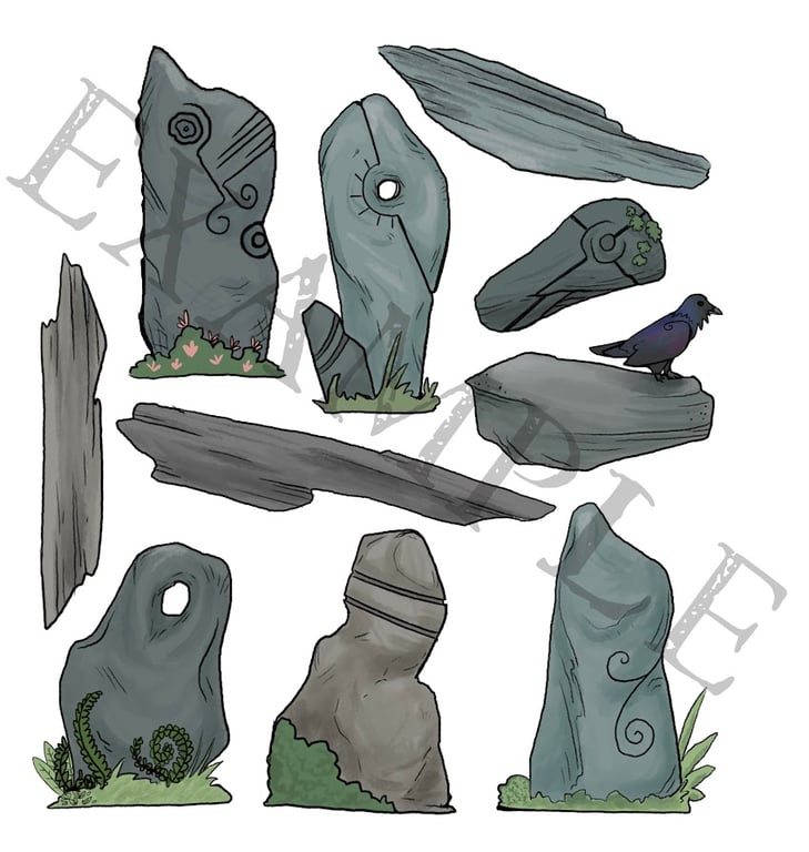 DIY Dolmen - build your own standing stones sticker and magnet set
