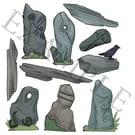 DIY Dolmen - build your own standing stones sticker and magnet set