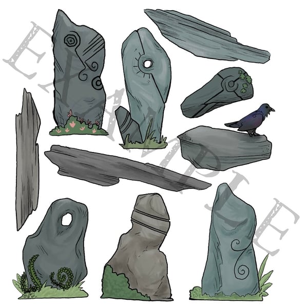 DIY Dolmen - build your own standing stones sticker and magnet set