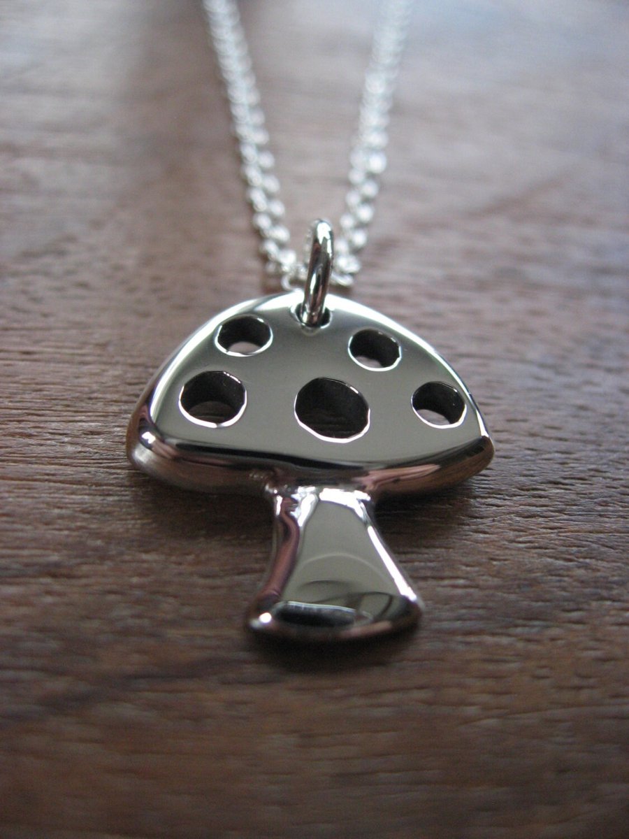 Silver Mushroom Necklace