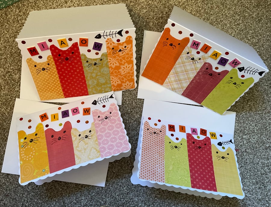 Hand crafted Greetings card - Cats!