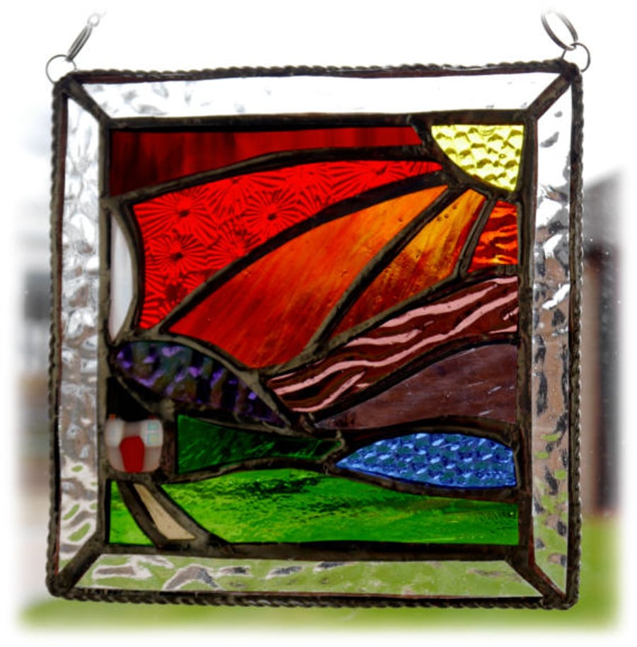 Sunset Cottage Picture Suncatcher Stained Glass Handmade Rainbow