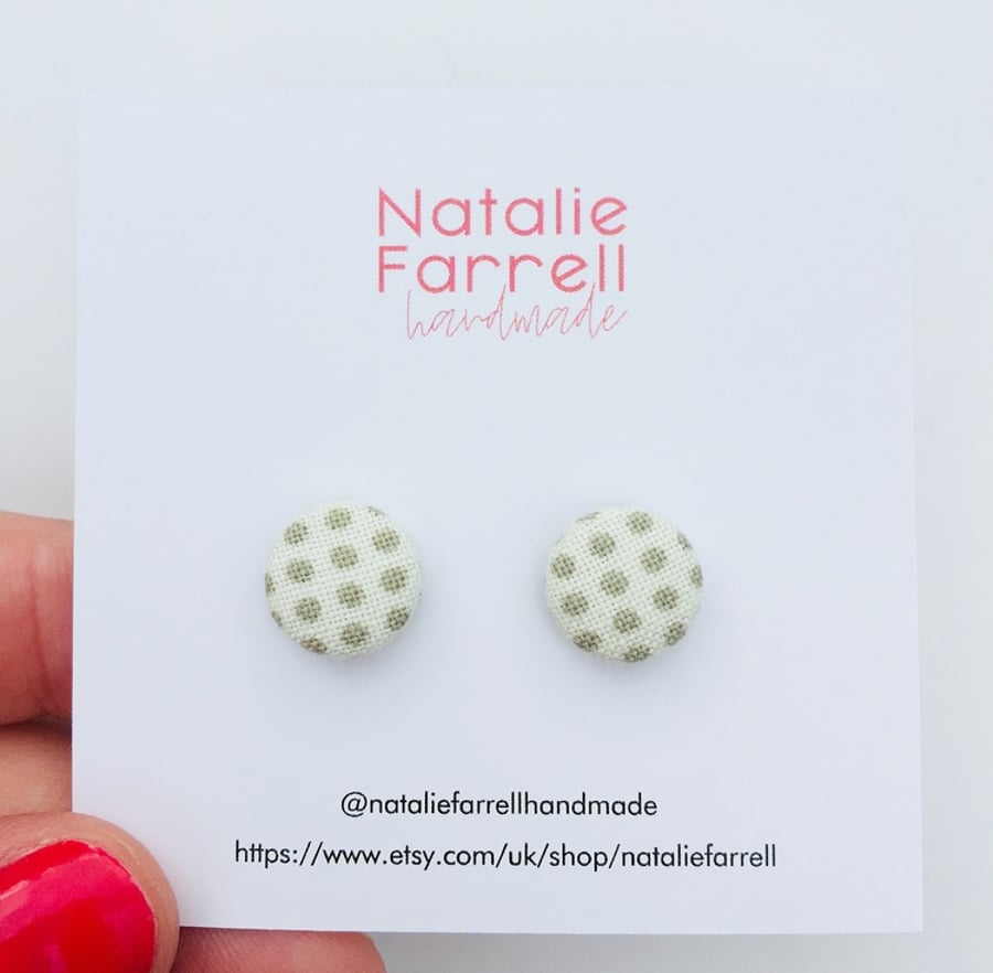 Printed Fabric Button Earrings