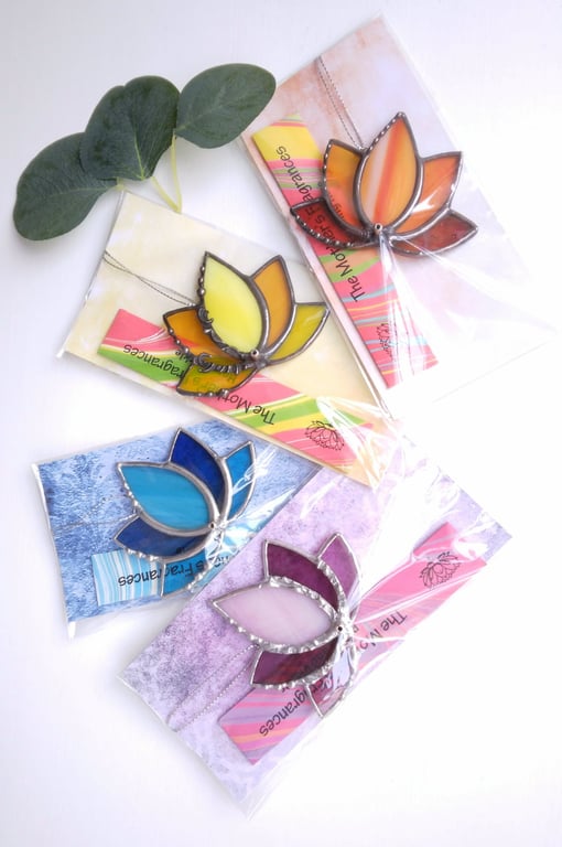 Stained Glass Lotus Flower Incense Burner