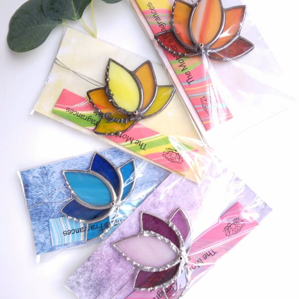 Stained Glass Lotus Flower Incense Burner