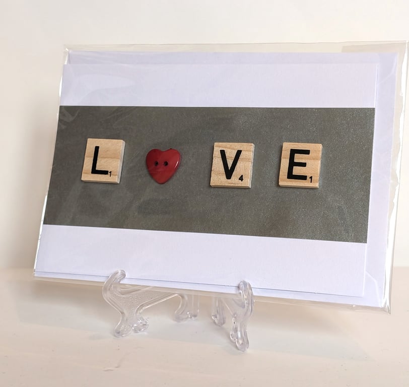 Handmade Love scrabble greetings card