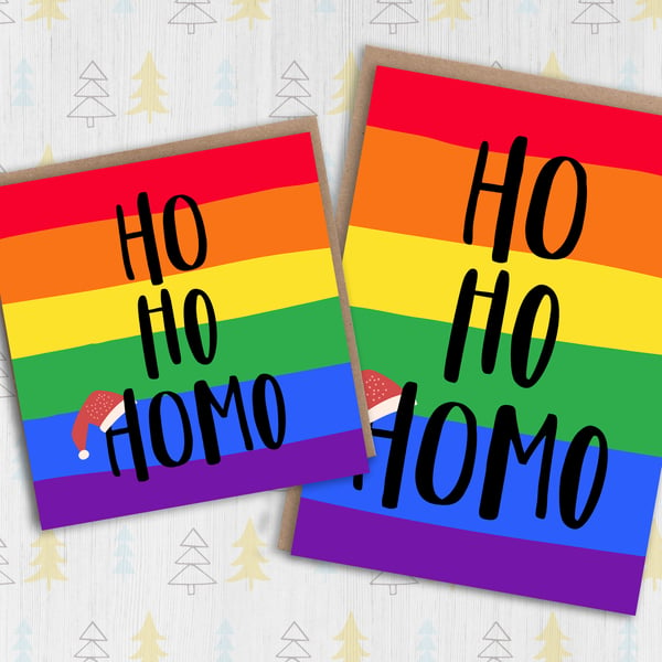 LGBTQ Christmas card: Ho Ho Homo